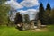 The tomb of the family Abel, the forested, hilly landscape near Lake Laka, PrÃ¡Å¡ily, Å umava, Czech Republic